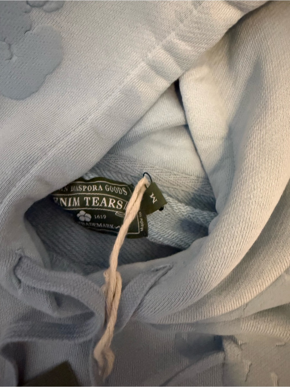 Denim Tears Mono Wreath Fleece Hoodie Light Blue Size M - Picture 3 of 4